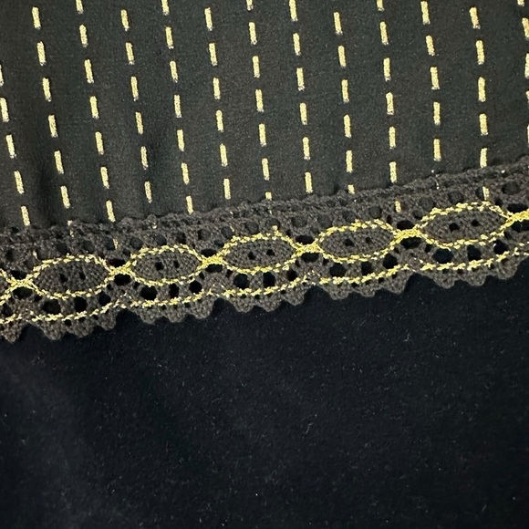 Vintage 70s Tumbleweeds Witchy Maxi Skirt Black Lace Velveteen Medium Edwardian - Picture 12 of 16